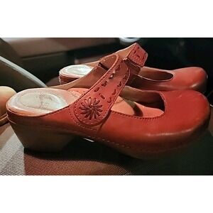 Dansko Solitaire Leather Brown Mary Jane Clog Shoes Size 36 Causal Chic Appeal